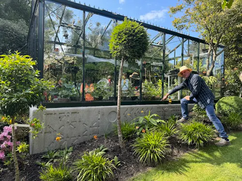 Conall O’Caoimh at Ardan Garden showing his greenhouse