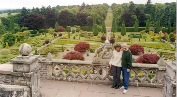 Huron Tours' founders Jan and John Kosta at Drummond Castle sometime in the 1990s