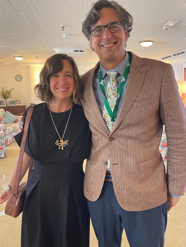 Huron Tours' Katie and John Kosta welcoming you aboard The Royal Yacht Britannia in 2025