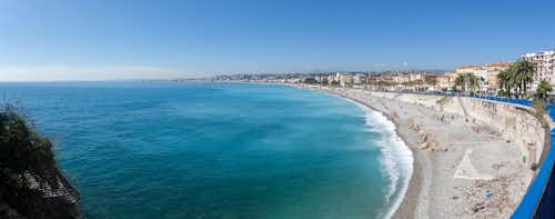 The view to the Promenade des Anglais, a stretch of near constant activity, from our hotel in Nice