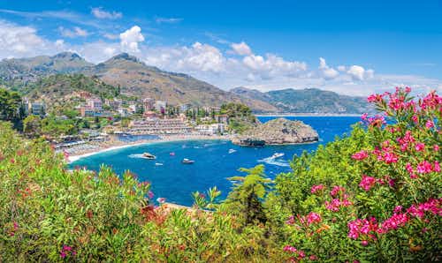 Mazzaarò Beach views from our farewell dinner