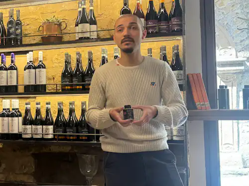 Pietro instructing us on our olive oil tasting before lunch in Piazza Armerina